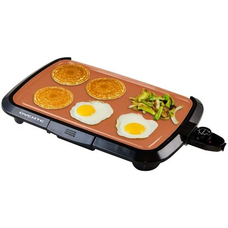 OVENTE Ovente GD1610CO 16 x 10 in. Electric Indoor Kitchen Griddle with Nonstick Flat Cast Iron Grilling Plate; Copper GD1610CO
